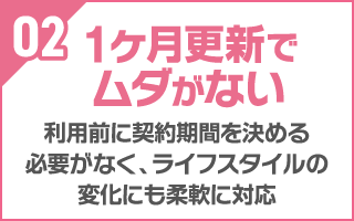 1ヶ月更新でムダがない